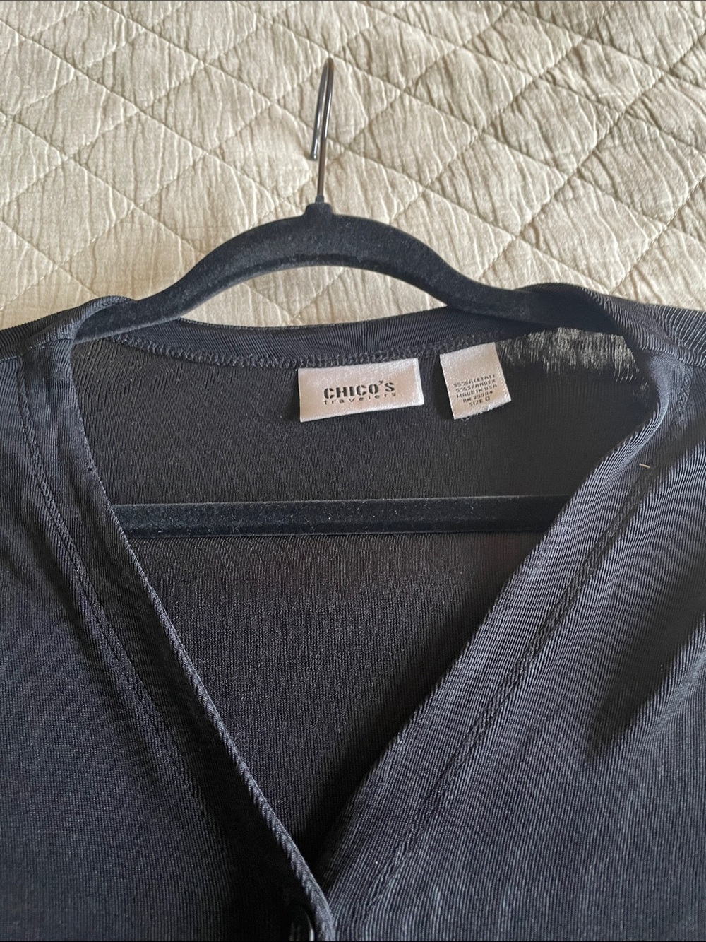 Chico's Travelers Black V-Neck Button-Front Cardigan - Picture 7 of 10